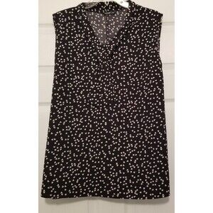 Women's Tunic Top Heart Design Black & White Sleeveless Shein Curve Size 1X